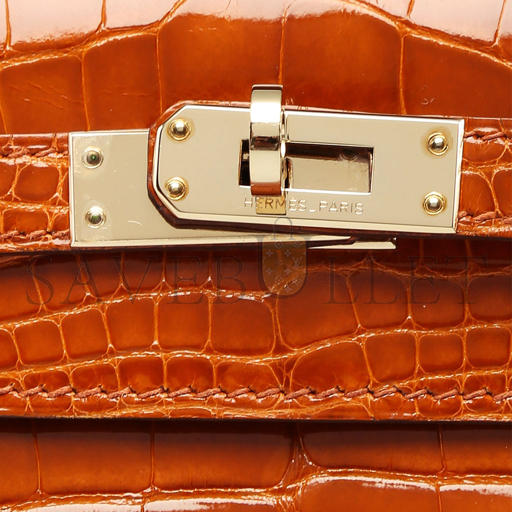 H**mes master pain dÉpice alligator kelly pochette with permabrass hardware (22*14*7cm)